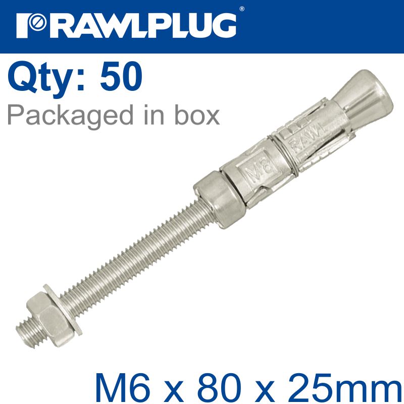 Projecting Bolt M6X80X25Mm X50 -Box
