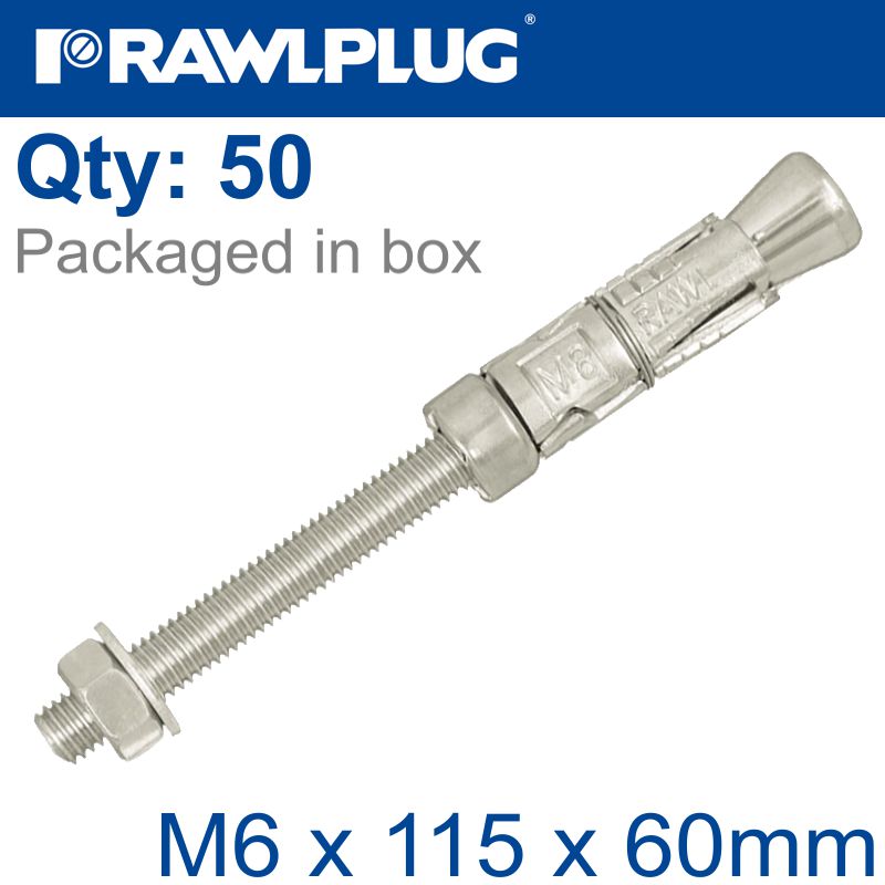 Projecting Bolt M6X115X60Mm X50 -Box