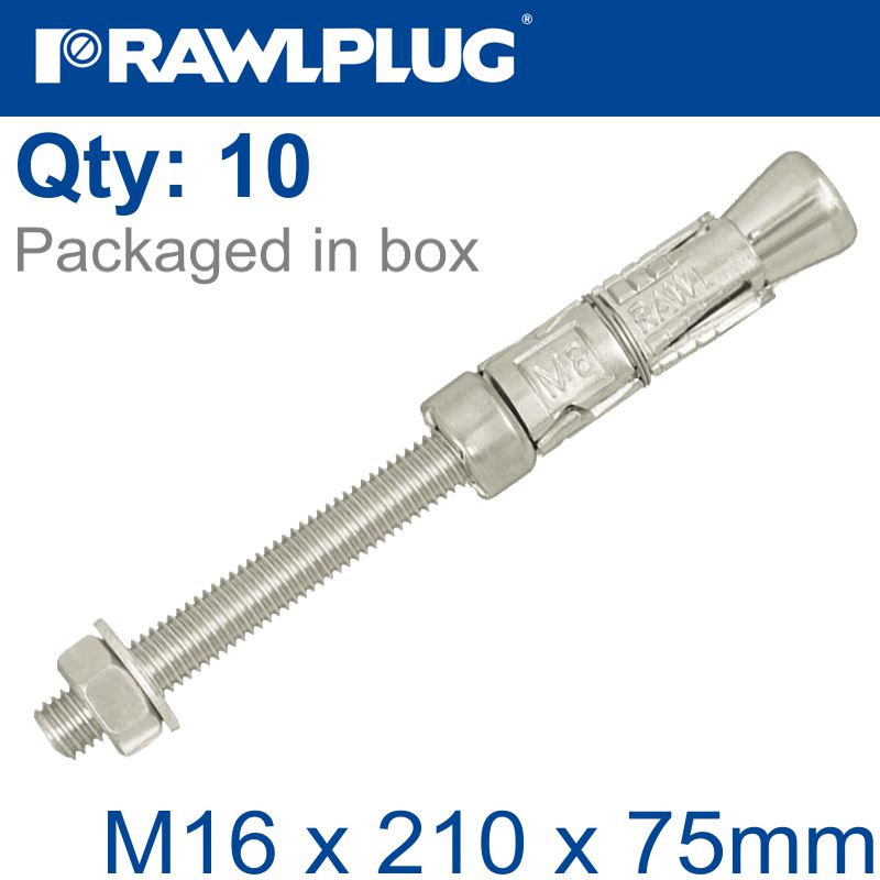 Projecting Bolt M16X210X75Mm X10 -Box