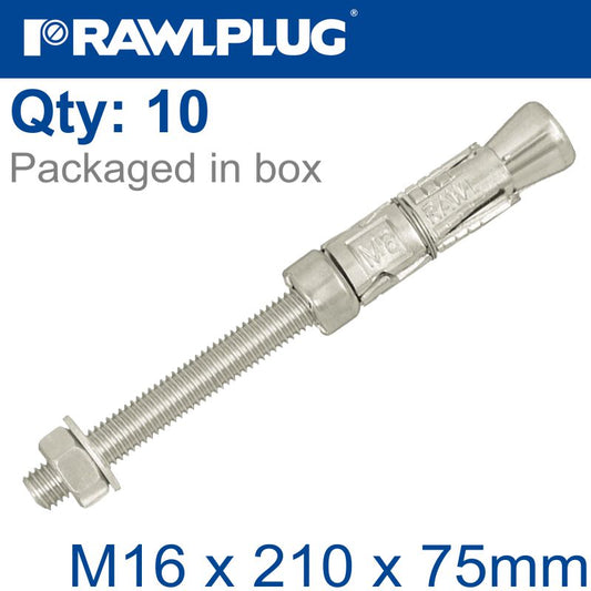 Projecting Bolt M16X210X75Mm X10 -Box