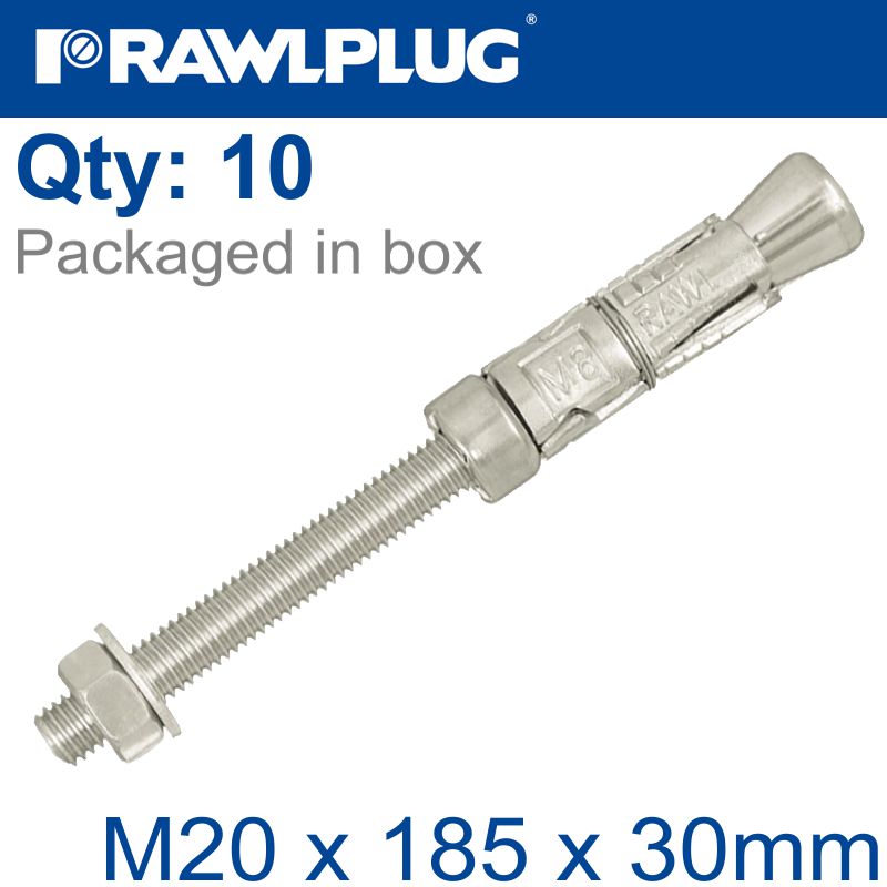 Projecting Bolt M20X185X30Mm X10 -Box