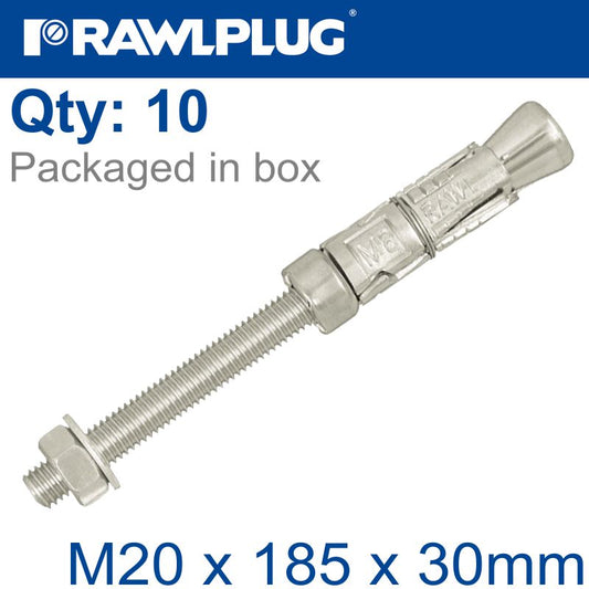 Projecting Bolt M20X185X30Mm X10 -Box