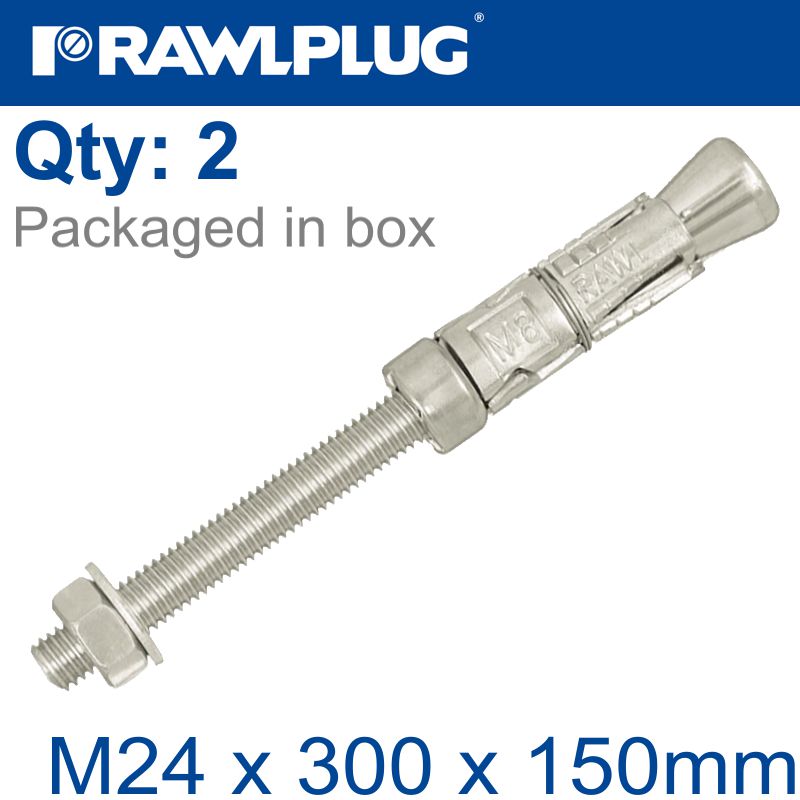 Projecting Bolt M24X300X150Mm X2 -Box