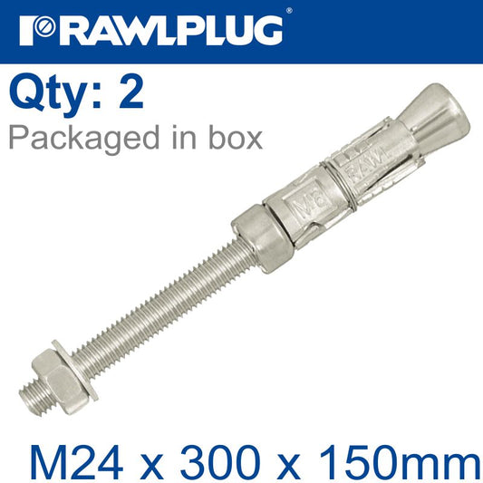 Projecting Bolt M24X300X150Mm X2 -Box