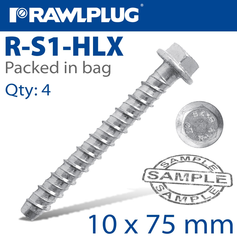 Concrete Screwbolt 10X75Mm 4 Per Bag