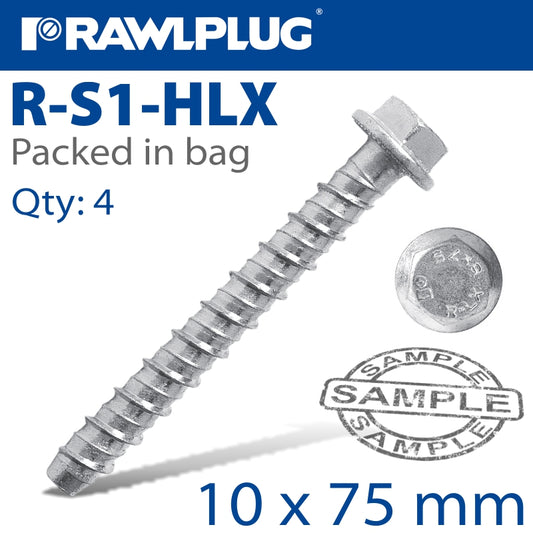 Concrete Screwbolt 10X75Mm 4 Per Bag