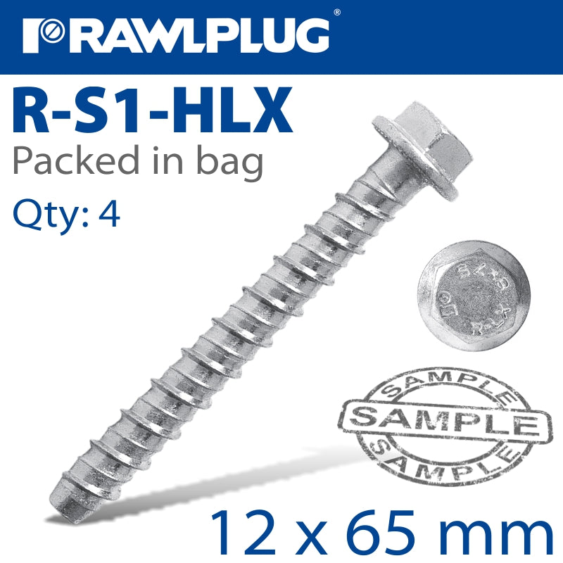 Concrete Screwbolt 12X65Mm 4 Per Bag