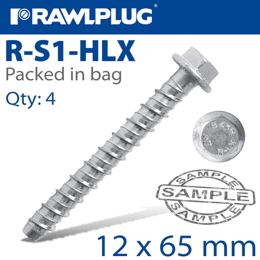 Concrete Screwbolt 12X65Mm 4 Per Bag