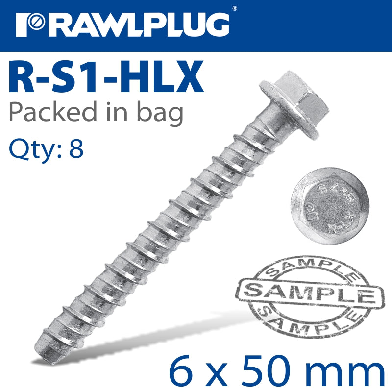 Concrete Screwbolt 6X50Mm 8 Per Bag