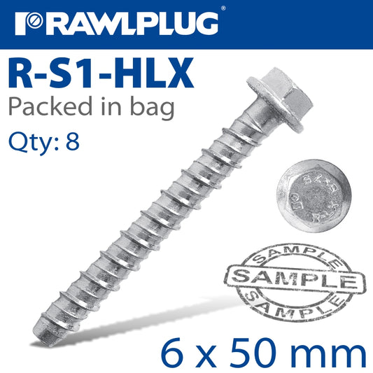 Concrete Screwbolt 6X50Mm 8 Per Bag