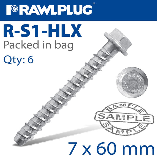 Concrete Screwbolt 7X60Mm 6 Per Bag