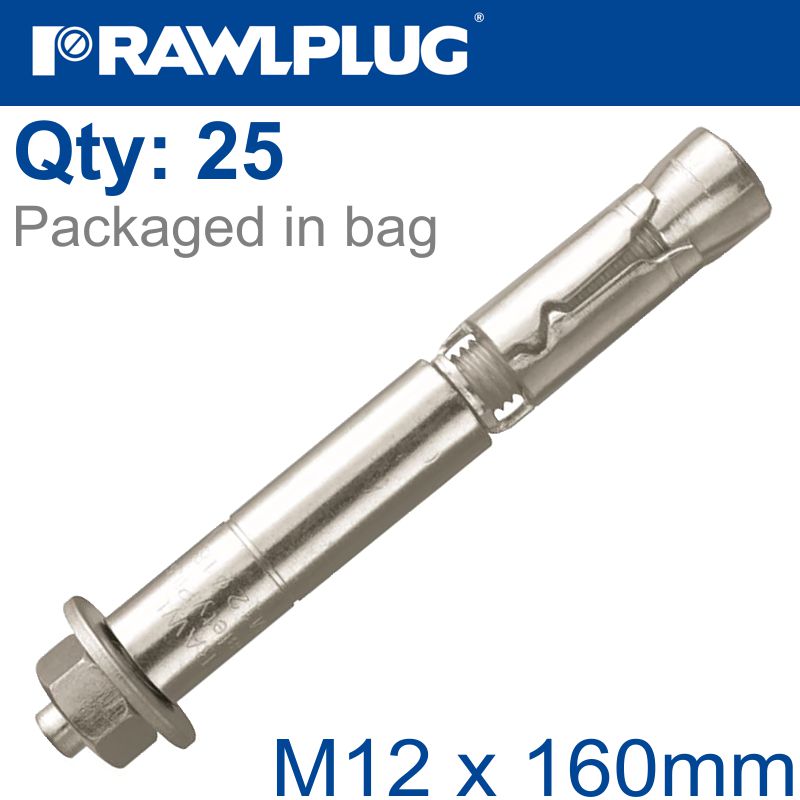 R-Spl Safety Plus - Projecting Bolt M12X160Mm X25 Per Box