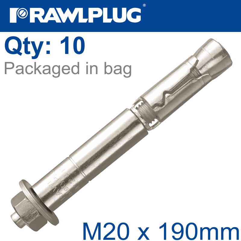 R-Spl Safety Plus - Projecting Bolt M20X190Mm X10 Per Box