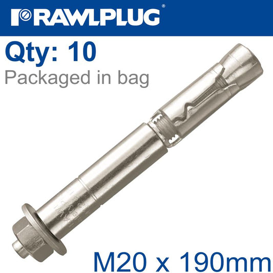 R-Spl Safety Plus - Projecting Bolt M20X190Mm X10 Per Box