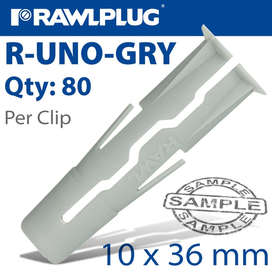 Uno Universal Plug Grey 10Mm X 36Mm 80 Per Card