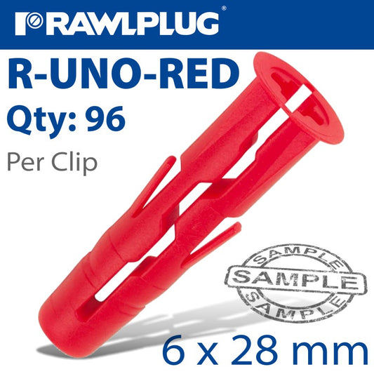 Uno Universal Plug Red 6Mm Clip Of 96 Each