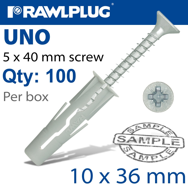 Universal Plug 10X36Mm With Screw 40Mm 100 Per Box