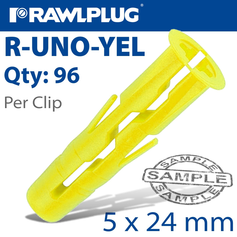 Uno Universal Plug Yellow 5Mm 96 Per Clip
