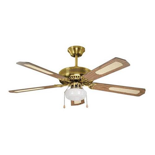 48" 5 Blade Rattan Ceiling Fan - Antique Brass