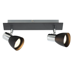Brightstar Polished Chrome and Matt Black Double Spotlight