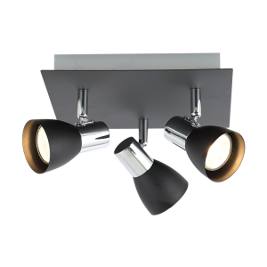 Brightstar Polished Chrome and Matt Black 3-Light Spotlight