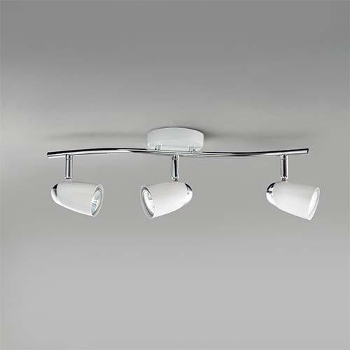 White And Polished Chrome Triple Spotlight