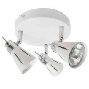 Brightstar S066/3 White and Polished Chrome Three-Light Spotlight Fixture