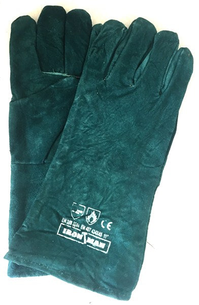 GLOVES LEATHER GREEN LINED WE LTED  8" CUFF L G022