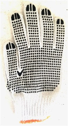 GLOVES COTTON PVC POLKA DOUBLE SIDE 7GG 550GPD LRG G034