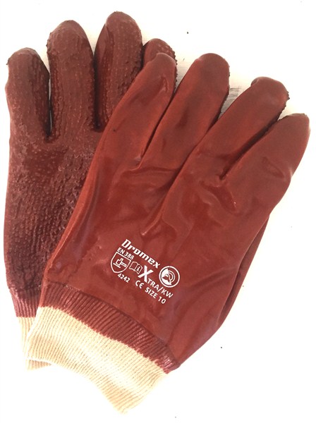 Gloves Pvc Coat Red Ex/Hd Terry Palm Rough K/Wrist Lrg G01