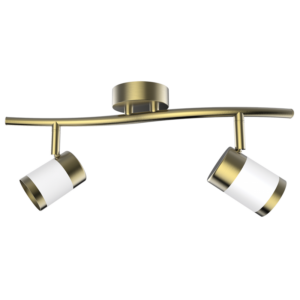 Brightstar S172/2 Matt White and Satin Brass 2-Light Spotlight