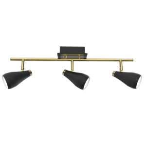 Brightstar S173/3 Matt Black and Satin Brass 3-Light Spotlight