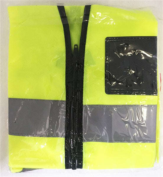VEST REFLECTIVE FLU LIME X/LARGE ZIP/POCKET Y-XL