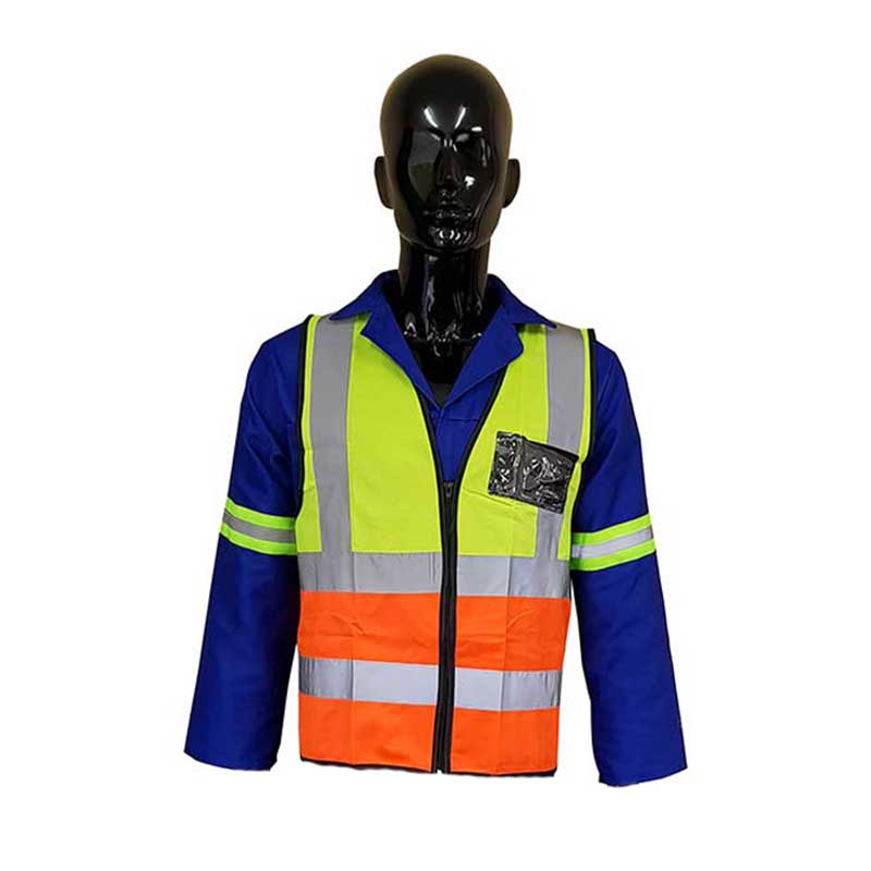 Vests Pioneer Refl Zip Id Pocket 2 Tone Sml Vo32