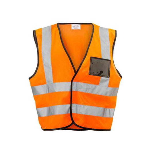 Vest Reflective Flu Orange Zip Pocket O-M  Medium