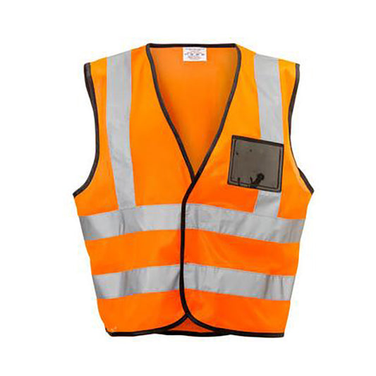 Vests Reflective Flu Orange Zip Pocket O-L  Large