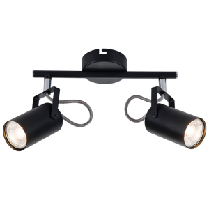 Brightstar S400/2 Black Metal and Polished Chrome Double Spotlight