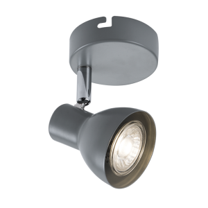 Brightstar S405/1 Grey Metal Spotlight with Polished Chrome