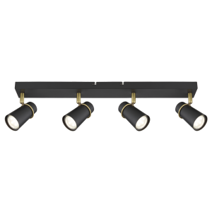 Brightstar S411/4 Black 4-Light Spotlight with Antique Trim and Tapered Head