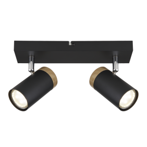 Brightstar S412/2 Black Spotlight with Elegant Wood Finish