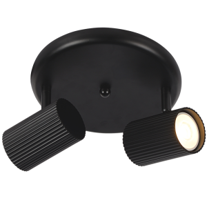 Brightstar S416/2 Matt Black Double Spotlight - 200mm Base