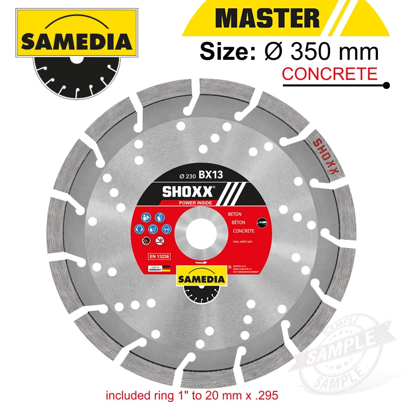 Diamond Blade 350Mm X 25.4/20 Segmented Ind Reinf. Concrete Long Life