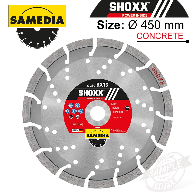 Diamond Blade 450Mm X 25.4 Segmented Ind Reinf. Concrete Long Life Sho