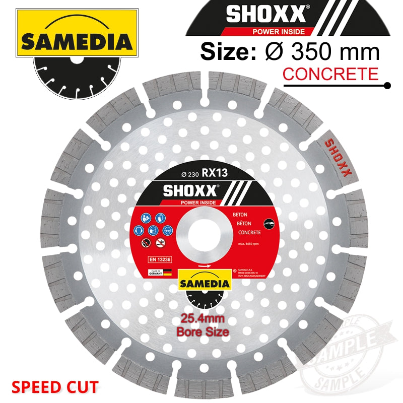 Diamond Blade 350Mm Segmented Ind Reinf. Concrete Speed Cut Shoxx Rx13