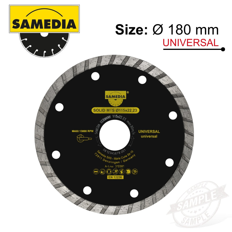 Diamond Blade 180Mm X 22.23 Segmented Ind Multi Purpose Solid Mts