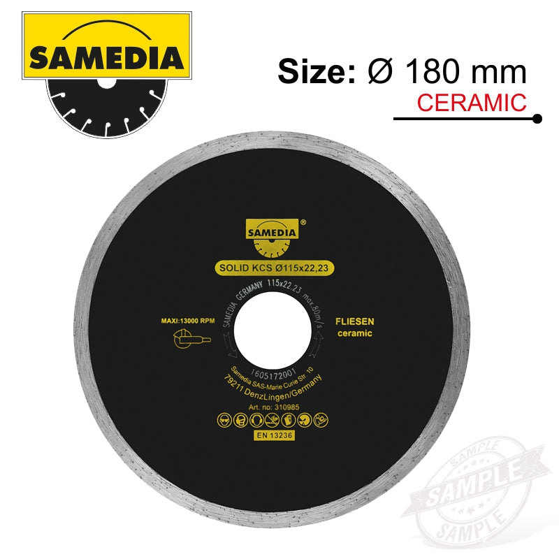 Diamond Blade 180Mm X 22.23 Continious Ind Porcelain & Ceramics Solid