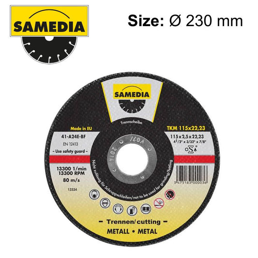 Abrasive Cutting Disc 230 X 3.0 X 22.3Mm Osa S/Steel & Metal Samedia