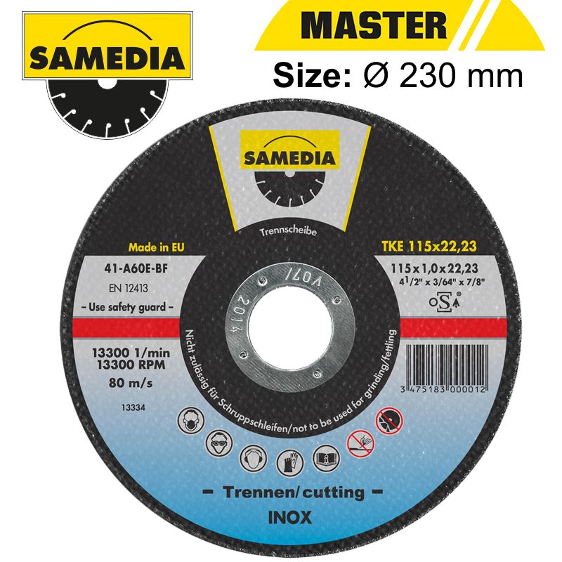 Abrasive Cutting Disc 230 X 1.9 X 22.3Mm Osa S/Steel & Metal Samedia