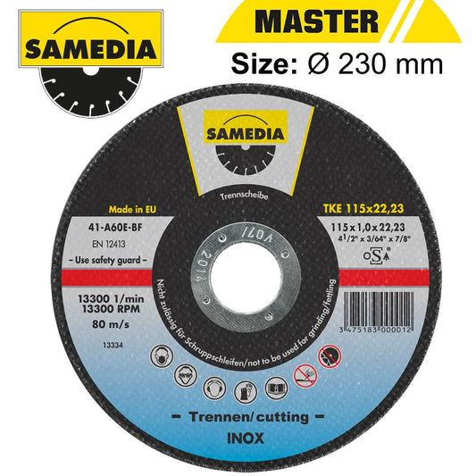 Abrasive Cutting Disc 230 X 1.9 X 22.3Mm Osa S/Steel & Metal Samedia