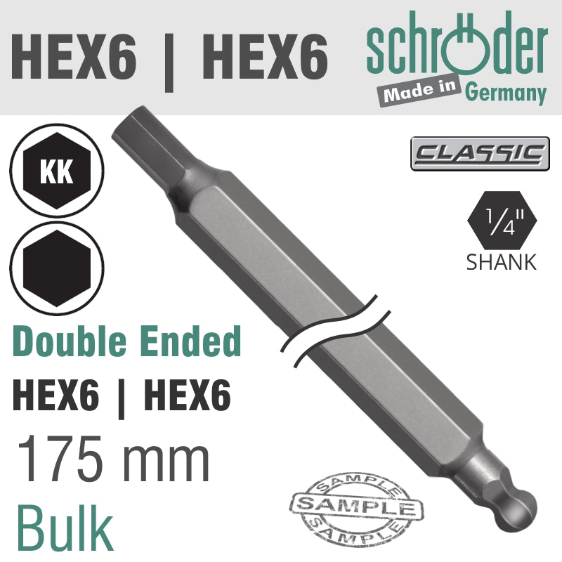 Schroder D/E Hex 6 X 6 Ball 175Mm Bit